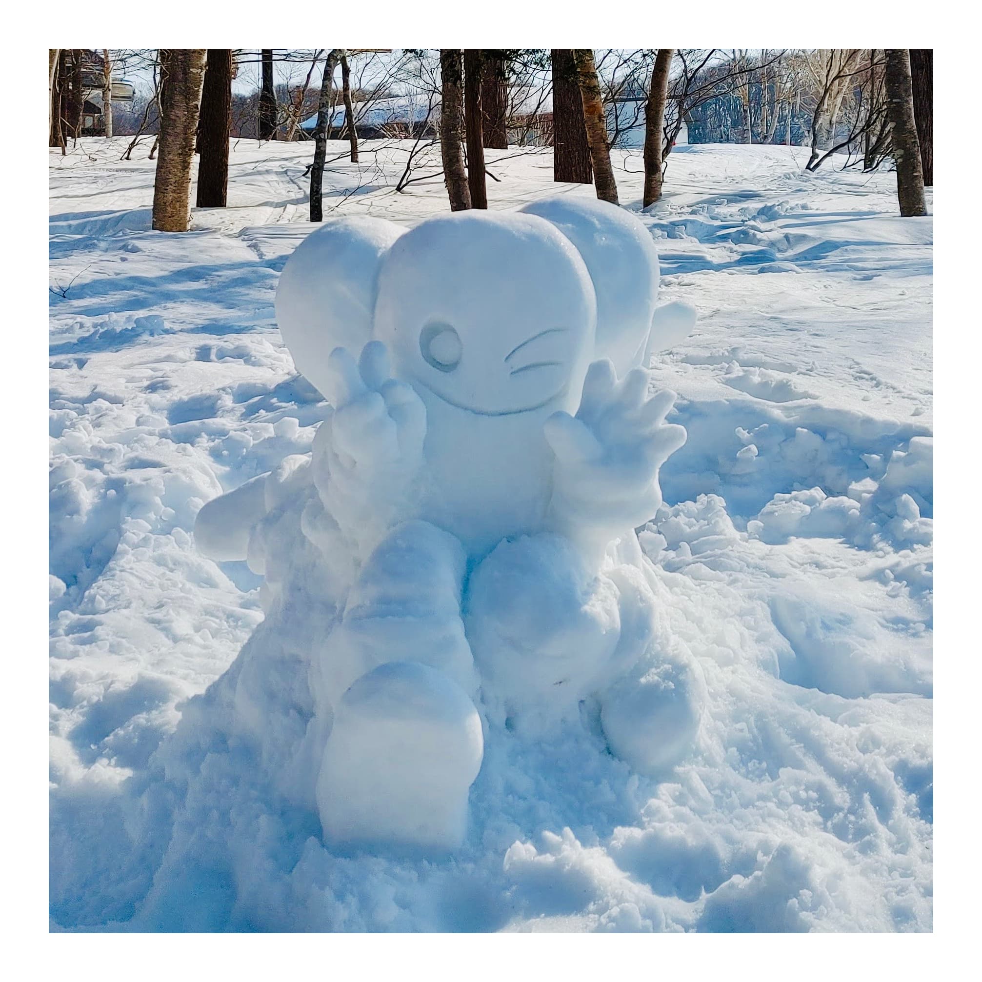 yeti on snow about us background